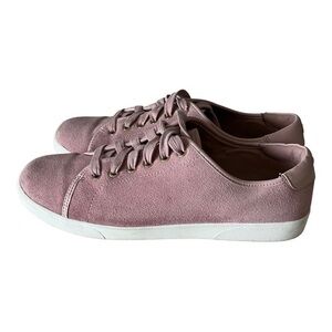 Vionic Brinley Blush Pink Suede Low Top Athleisure Sneakers Size 9.5